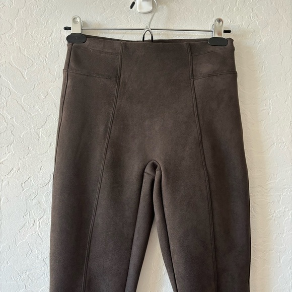 SPANX Chocolate Brown Faux Suede Skinny Fitted Leggings Career Office Size XSP - Picture 4 of 10
